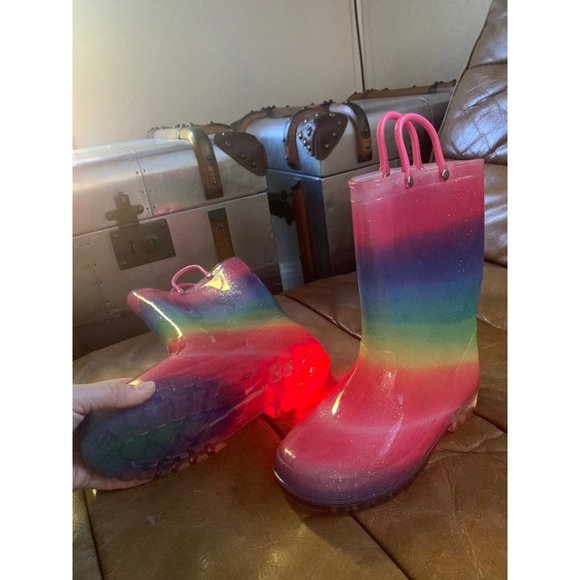 Rain Boots rainbow light up rainboots kids child size 2 - Picture 5 of 10